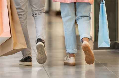 Seniors walking in a mall