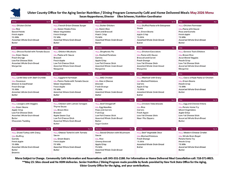 May 2026 Senior Nutrition Program Menu
