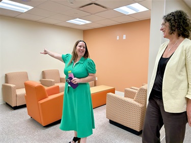 Executive Jen Metzger tours the newly constructed Crisis Support Center with Joleen Darby