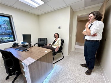 County Executive Jen Metzger and Deputy County Executive James Amenta visit an office space in the newly constructed Crisis Support Center