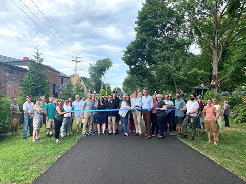 Ribbon-cutting ceremony for the Midtown Linear Park between Downs and Oneil Streets in Kingston