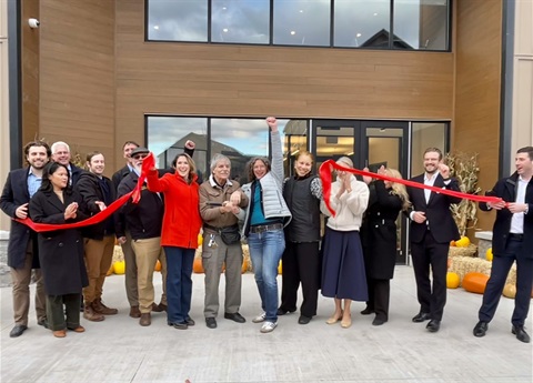 Ulster County Executive Jen Metzger, Michael Berg of Family of Woodstock, State Senator Michelle Hinchey, and developers and other partners, cut the ribbon on the newly constructed Golden Hill Apartments